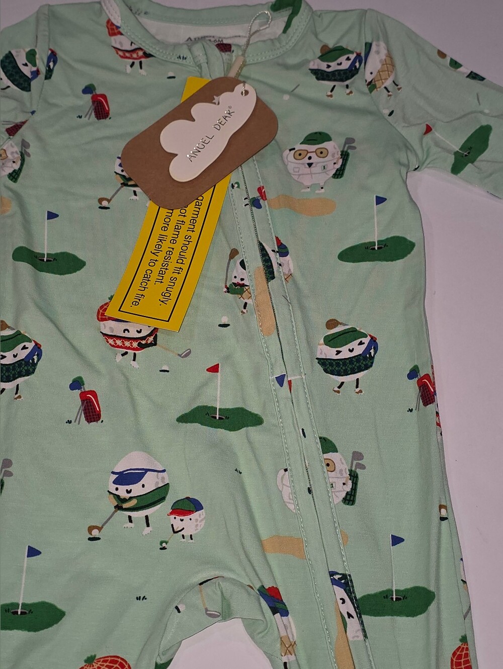 Angel Dear Mint Green Golf Character Footed Pajamas - Picture 4 of 10
